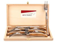 AU SABOT Gabel Satz, 6 Gabeln, Olivenholzgriffschalen,,...