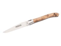 Fontenille Pataud Laguiole NATURE Taschenmesser, Stahl 12C27, Back Lock, stabilisiertes Pappel-Wurzelholz, Filework