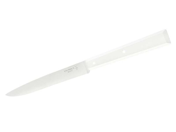 Opinel Bon Appetit Celeste Tafelmesser, Sandvik-Stahl 12C27,, rostfrei, weißer Buchenholzgriff