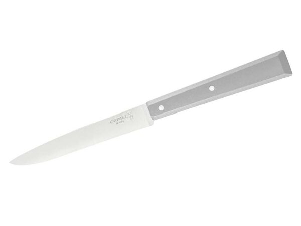 Opinel Bon Appetit Celeste Tafelmesser, Sandvik-Stahl 12C27,, rostfrei, grauer Buchenholzgriff