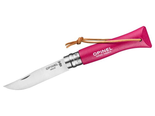 Opinel Taschenmesser No 06 COLORAMA, magenta, rostfrei, Kordel