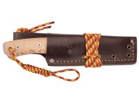 Nieto Outdoormesser CHAMAN BUSHCRAFT, Sandvik Stahl 14C28N,, Full Tang, Maserbirkengriff, Fiberglaslagen, braune Scheide