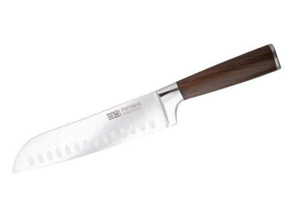 Taylors Eye Witness, PORTLAND Santokumesser 18 cm,, Stahl AISI 420, Griff Walnuss-Effekt
