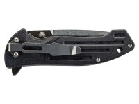 Herbertz Einhandmesser, Stahl AISI 440, Flipper, Liner Lock,, schwarze G-10 Griffschalen, Edelstahlclip, Nylonetui