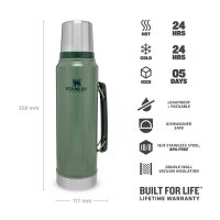 Stanley CLASSIC VAKUUM-FLASCHE 1,0 Liter, Hammertone grün