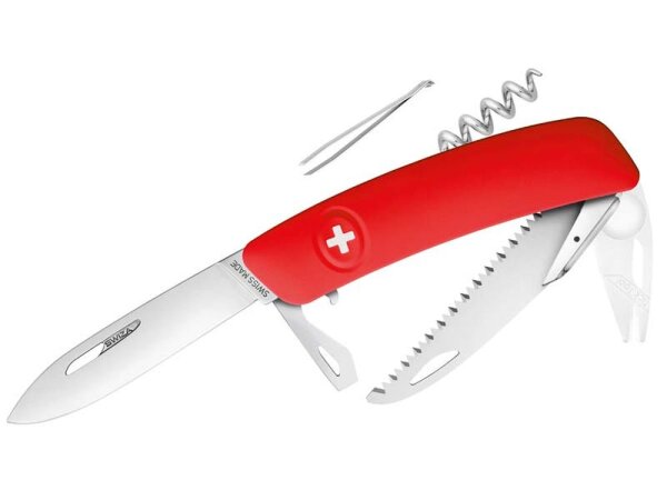 SWIZA Schweizer Taschenmesser TT05 TICK TOOL, Stahl 440,, Klingensperre, 12 Funktionen, rote Anti-Rutschschalen