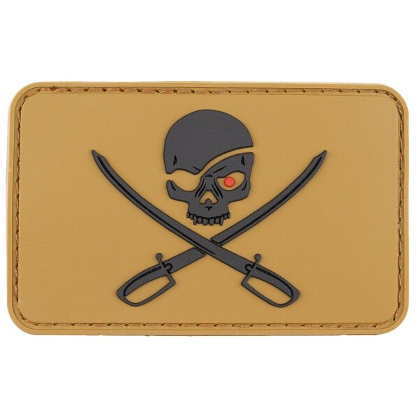 MFH Klettabzeichen, 3D, Skull with Swords,coyote tan