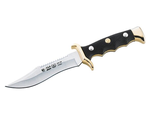 Nieto Gürtelmesser, Klinge 11 cm, Kunststoff-Griff,, Messingbeschläge, Lederscheide