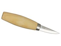 Mora Kerbschnitzmesser, nicht-rostfreier High Carbon Stahl,, 3-lagig, geölter Birkenholzgriff, Kunststoff-Scheide