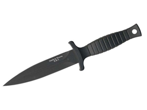 Smith and Wesson Stiefelmesser, Stahl 440 A,, schwarze Lederscheide mit Metall-Clip