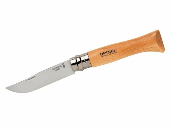 Opinel Taschenmesser No 08, Buche, rostfrei, mit Etui