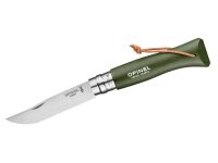 Opinel Taschenmesser No 08 COLORAMA, khaki, rostfrei, Kordel