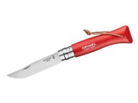 Opinel Taschenmesser No 08 COLORAMA, rot, rostfrei, Kordel