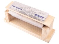 Holzblock mit 3 Abziehsteinen, 150x45x15 mm, Schärföl,