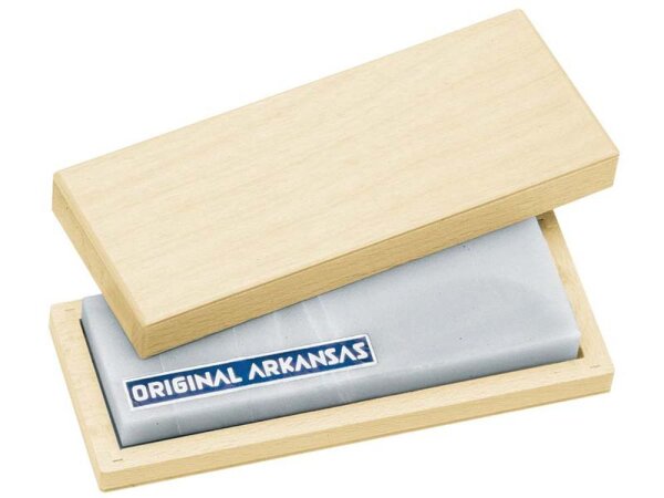 Echter Arkansas-Stein, 10 x 4 cm, im Holzkasten,