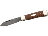 Hartkopf-Taschenmesser, 300-lagige Rosendamast-Klinge,, Schlangenholz, Neusilberbacken, Gravurplättchen