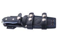 Nieto Jagd-/Outdoormesser, LUCUS, Stahl 1.4116, Full Tang,, blaue Fiberglas-Zwischenlagen, G10-Schalen, Lederscheide