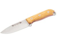 Nieto Jagd-/Outdoormesser LUCUS Buchsbaum, Stahl 1.4116,, Full Tang, rote Fiberglaslagen, Buchsbaumgriff, Lederscheide