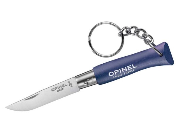 Opinel Messer COLORAMA No 04, blau, rostfrei,, mit Schlüsselanhänger