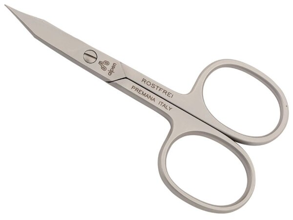 Alpen Nagelschere, Stahl AISI 420 rostfrei, mattiert,, Turmspitze, gebogen, 9.3 cm, 2-in-1 Nagel- und Hautschere