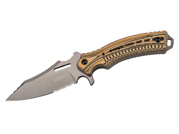 Herbertz TOP-Collection Gürtelmesser, Stahl 440,, Titanbeschichtung, G10-Schalen, Kydex-Scheide