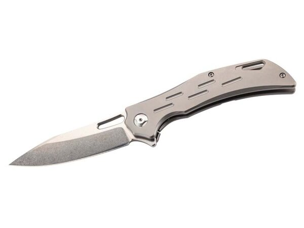 Herbertz Einhandmesser, Stahl AISI 440, Flipper, Frame Lock,, kugelgelagerte Klinge, Titangriff, Clip
