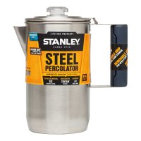 Stanley Adventure Percolator, alle Teile 18/8 Edelstahl,, Deckelglas Tritan-Kunststoff, Silikonummantelter Griff