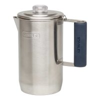 Stanley Adventure Percolator, alle Teile 18/8 Edelstahl,, Deckelglas Tritan-Kunststoff, Silikonummantelter Griff