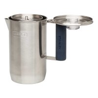 Stanley Adventure Percolator, alle Teile 18/8 Edelstahl,, Deckelglas Tritan-Kunststoff, Silikonummantelter Griff
