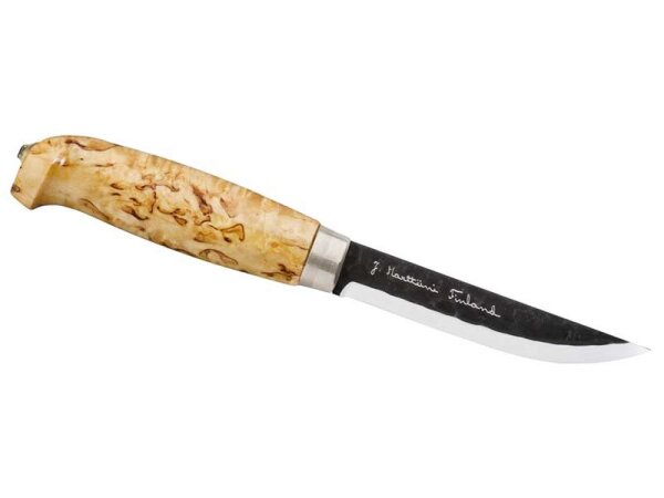 Marttiini Gürtelmesser Lynx nicht-rostfreier Carbonstahl klarlackierte Maserbirke Naturlederscheide mit Schlaufe