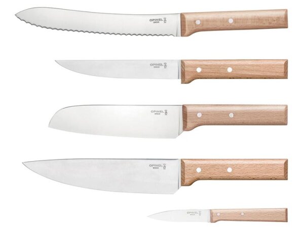 Opinel Messerblock PARALLELE BREAD Buchenholz mit 5 Messern der PARALLELE Serie