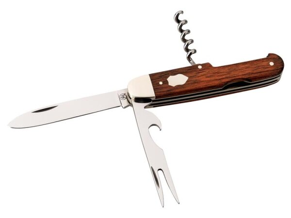 Hartkopf Taschenmesser Picknick 3-teilig 1.4034-Stahl Rotholz Neusilberbacken Gravurplättchen