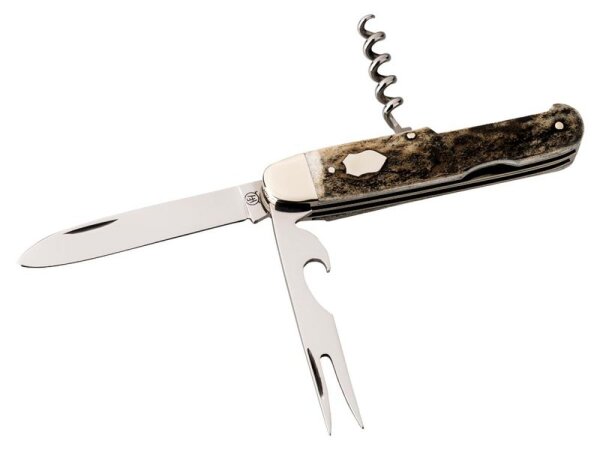 Hartkopf Taschenmesser Picknick 3-teilig 1.4034-Stahl Hirschhorn Neusilberbacken Gravurplättchen