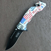 CJH Rettungsmesser AISI 420 Stahl rostfrei Liner Lock Kunststoff Heftschalen Gurtschneider Glasbrecher