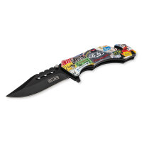 CJH Rettungsmesser AISI 420 Stahl rostfrei Liner Lock Kunststoff Heftschalen Gurtschneider Glasbrecher Clip