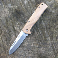 Herbertz Selektion Taschenmesser AISI 440 Stahl rostfrei Olivenholz Back Lock Fangriemenöse