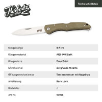 Herbertz Selektion Taschenmesser AISI 440 Stahl rostfrei Back Lock Micarta Heftschalen Fangriemenöse Taschenclip