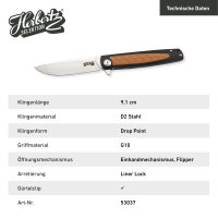 Herbertz Selektion Einhandmesser D2 Stahl rostfrei Liner Lock G10 Heftschalen Taschenclip Fangriemenöse