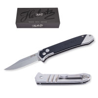 Herbertz Selektion Springmesser Stahl AISI 440 Button Lock Edelstahlplatinen G10 Schalen Taschenclip Etui
