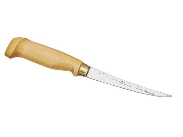 Finnisches Filetiermesser Klinge 10 cm Holzgriff Lederscheide
