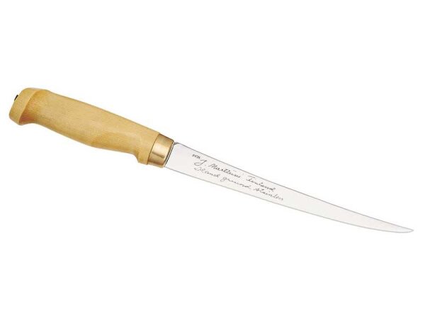 Finnisches Filetiermesser Klinge 19 cm Holzgriff Lederscheide