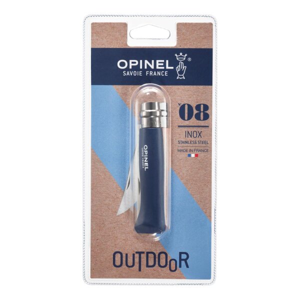 Opinel Taschenmesser No 08, Buche, dunkelblau, rostfrei