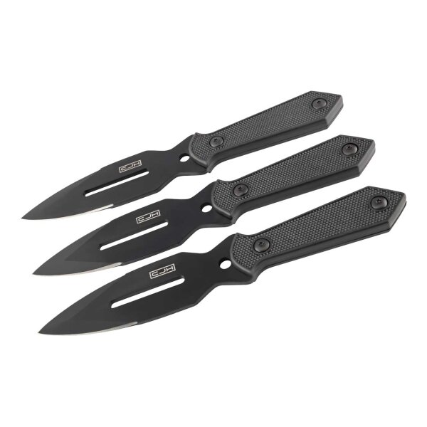 CJH Wurfmesser-Set, 3-teilig, rostfrei, Kunststoffgriffschalen, Nylonscheide