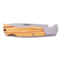 Puma TEC Taschenmesser, AISI 420 Stahl, rostfrei, Back Lock, Edelstahlbacken, Olivenholz Griffschalen, Fangriemenöse