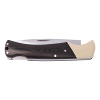 Puma TEC Taschenmesser, AISI 420 Stahl, rostfrei, Back Lock, Neusilberbacken, schwarze G10 Griffschalen, Fangriemenöse