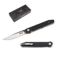 Herbertz SELEKTION Einhandmesser, AISI 440, Flipper, kugelgelagerte Klinge, Frame Lock,  G10-Schalen, Clip