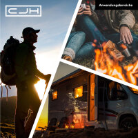 CJH Taschenmesser, AISI 420 Stahl, rostfrei, Stahlgriff silber, Fangriemenöse