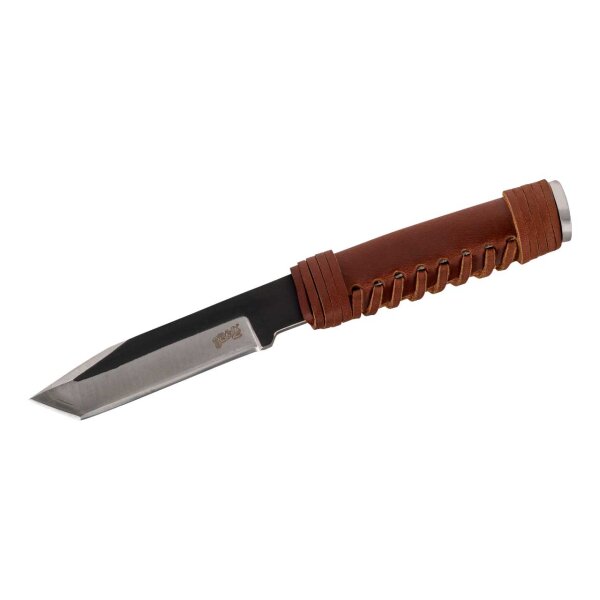 Herbertz Gürtelmesser, AISI 420 Stahl, rostfrei, Ledergriff braun, Lederscheide