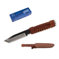 Herbertz Gürtelmesser, AISI 420 Stahl, rostfrei, Ledergriff braun, Lederscheide