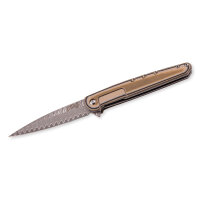Herbertz Einhandmesser, 69-lagiger Damast, AISI 440 Stahl, rostfrei, Liner Lock, G10 Griff, 2-farbig